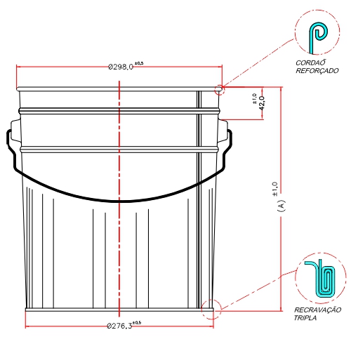 Balde cônico homologado 20L - 22L